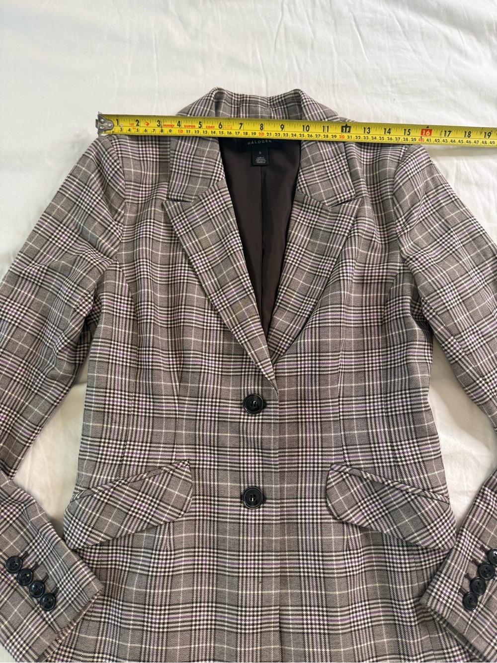 Halogen Prince of Wales Plaid Tailored Blazer Office Heritage Equestrian Size 6 - Picture 11 of 13
